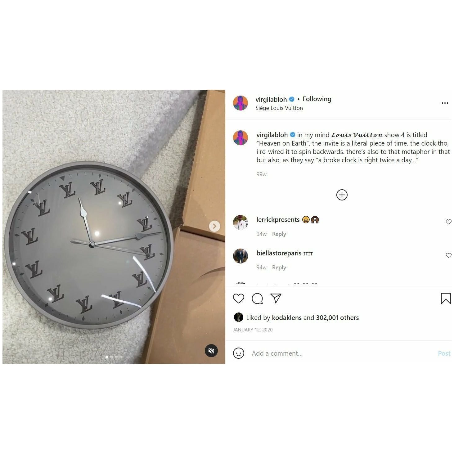 Virgil Abloh  Louis Vuitton Monogram Clock (Fashion Show